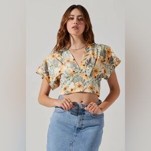 Astr Floral Crop Top - Yellow and Green